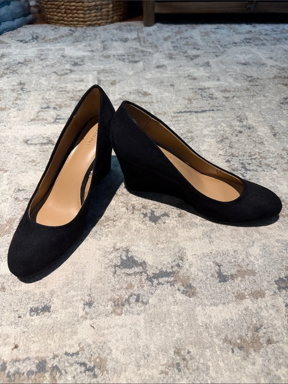 Merona Black Suede Wedge Pumps